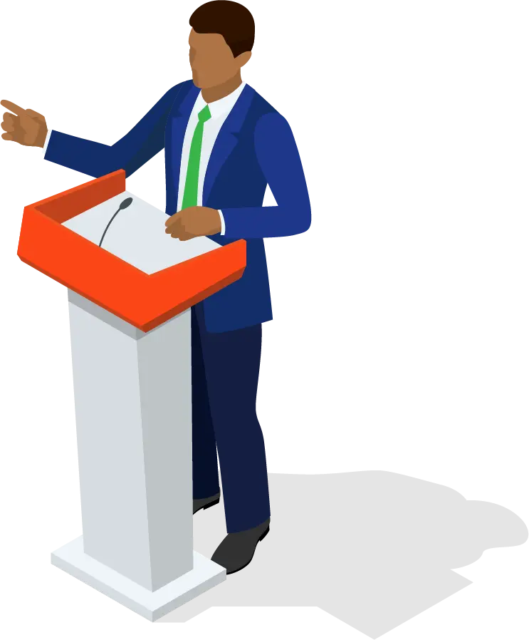 Person speaking at a podium