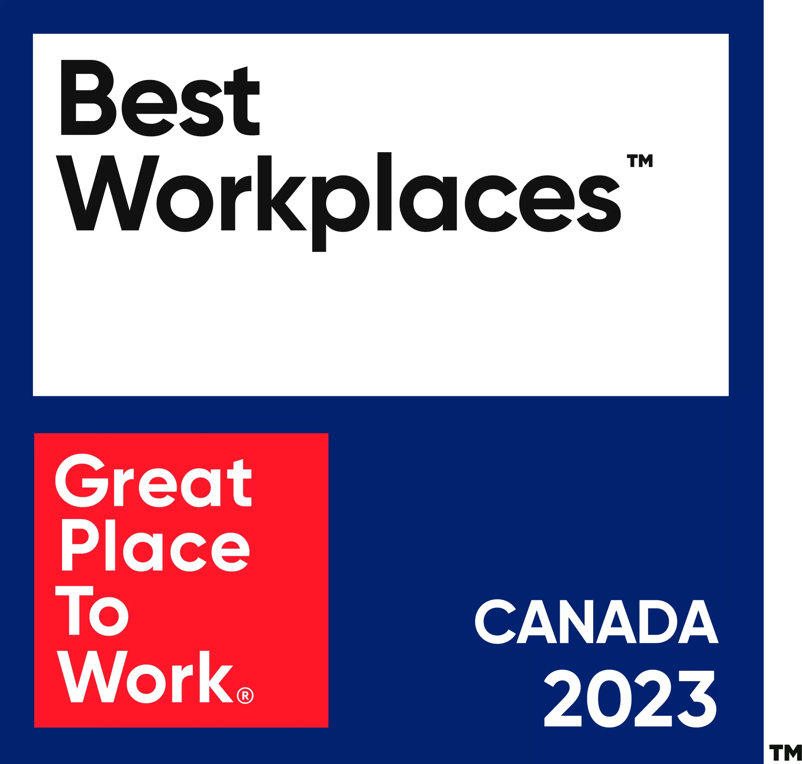 Blue and red 2023 Best Workplaces in Canada logo