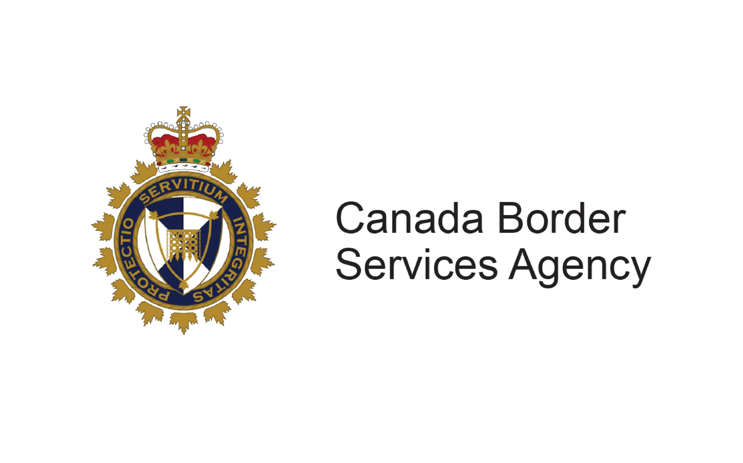 Gold, red, and blue Canada Border Services Agency logo