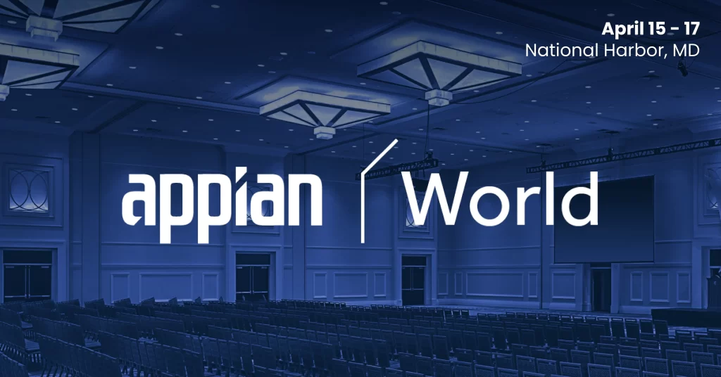 Photo of conference room with Appian World logo