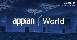 Photo of conference room with Appian World logo