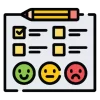 A feedback form with happy, neutral, and sad faces on it