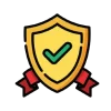 Gold badge with green checkmark